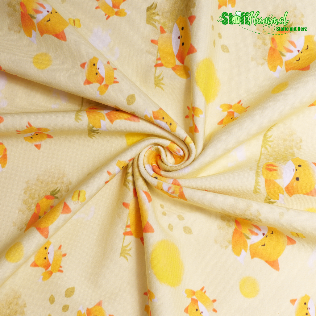 Canvas Baumwolle - Sommerfüchse gelb - Stoffhummel
