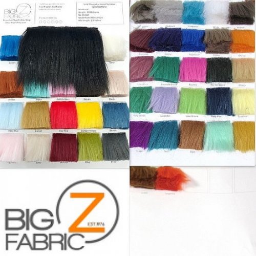 Solid Shaggy Fake Fur Fabric Long Pile - Color Chart